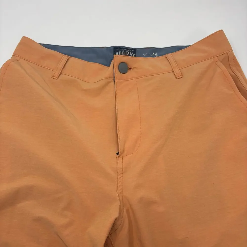 Faherty Mens Sz30 Orange Drawstrings All Day Shorts